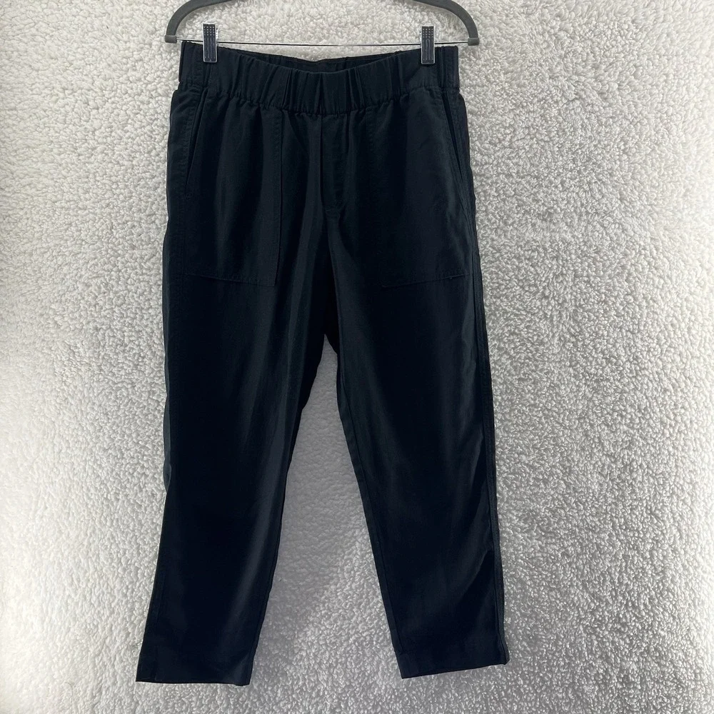 Banana‎ Republic Pants Women's Small Linen Blend Black Tapered Coastal Chic